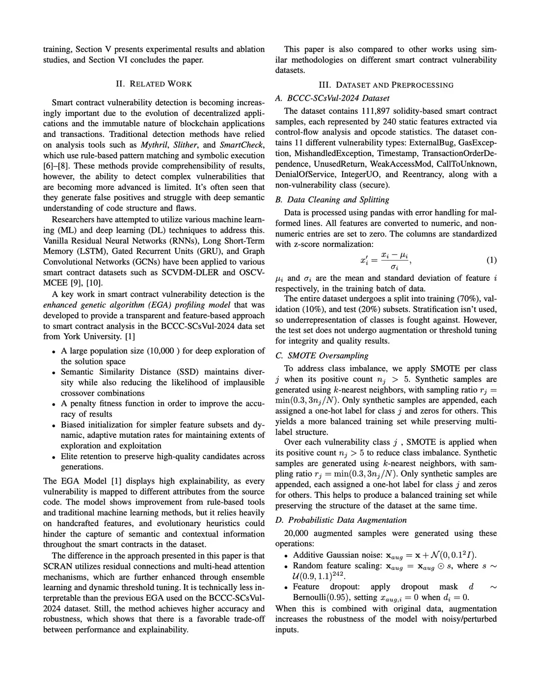 Page 2 of the paper: related work, dataset, preprocessing